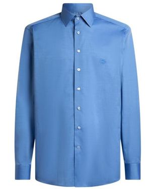 Etro Shirt With Pegaso Embroidery - Blue