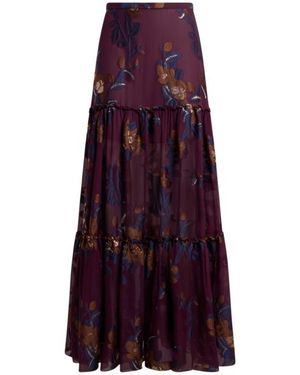 Etro Silk-Blend Jacquard Maxi Skirt With Fil Coupé Flowers - Purple