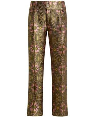 Etro Jacquard Trousers With Floral Medallion Motif - Natural