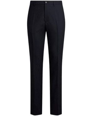 Etro Wool Jacquard Trousers With Animal Motif - Blue