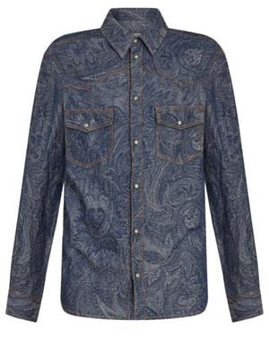 Etro Paisley Denim Shirt - Blue