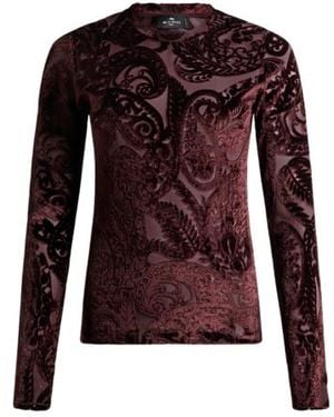 Etro Jacquard Chenille Sweater With Lace Effect - Red