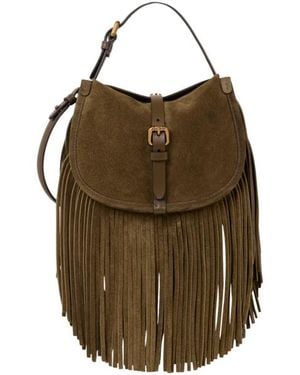 Etro Small Suede Pony Bag With Fringes - Brown