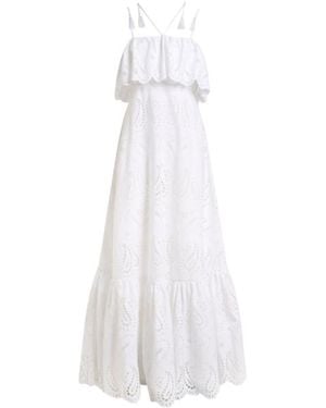 Etro Broderie Anglaise Lace Long Dress With Paisleys And Hearts - White