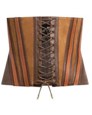 Etro Ceinture Corset En Cuir Délavé, Femme, Taille - Blanc