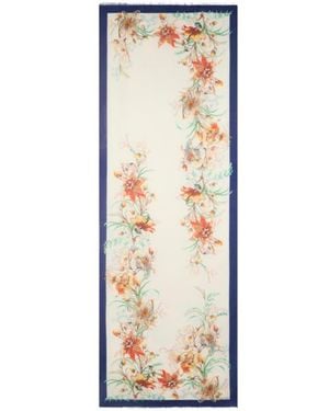 Etro Cotton And Modal Jacquard Scarf With Floral Motif - Natural