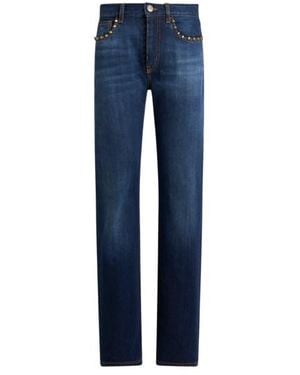 Etro Straight-Leg Jeans With Studs - Blue