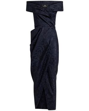 Etro Silk-Blend Jacquard Evening Dress - Blue