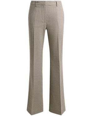 Etro Stretch Wool Bootcut Trousers With Gingham Motif - Grey