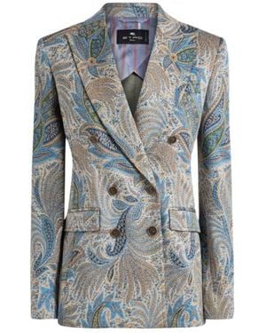 Etro Giacca Doppiopetto Paisley Jacquard, Donna, Taglia - Blu