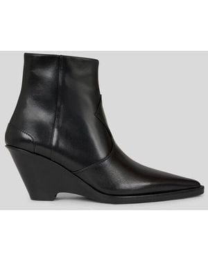 Etro Leather Ankle Boots With Wedge Heel - Black