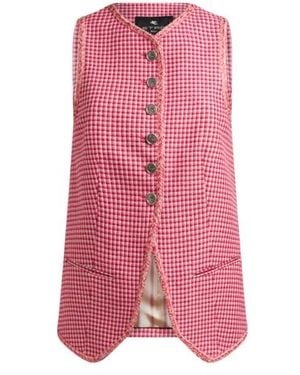 Etro Micro Check Waistcoat - Pink