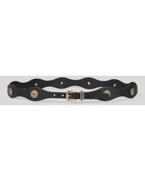 Etro Leather Belt With Jewel Studs - Black