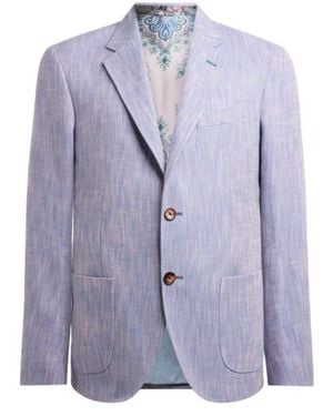 Etro Single-Breasted Cotton Jacket With Chevron Motif - Blue