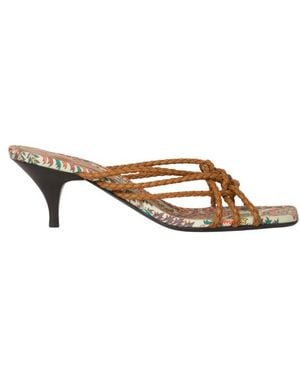 Etro Woven Leather Kitten-Heeled Sandals - Natural