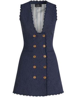 Etro Gilet Lungo Paisley Jacquard, Blu, Taglia