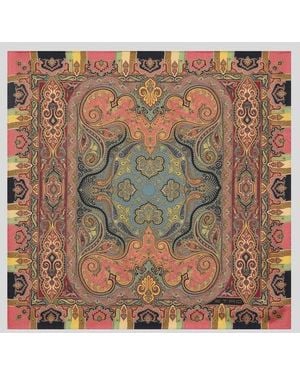 Etro Silk Pocket Square With Floral Paisley Motif - Multicolour