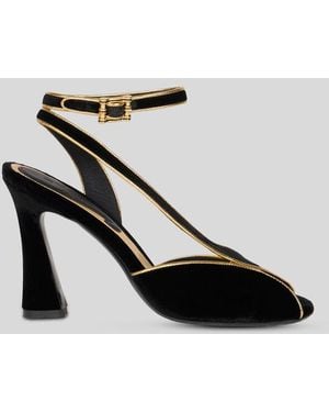 Etro Velvet High-Heeled Sandals With Metallic Trim - Black