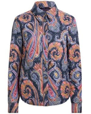 Etro Quilted Overshirt With Paisley Motif - Blue
