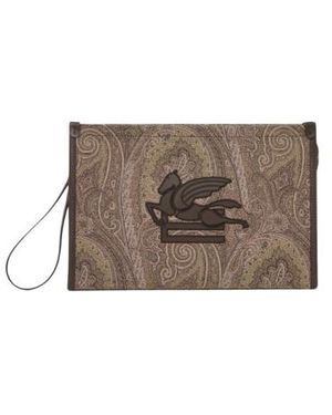 Etro Pouch Essential Gross Im Jacquardmuster, Herren - Grau