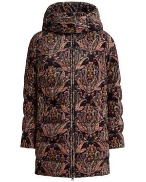 Etro Velvet Down Jacket With Floral Paisley Motif - Brown