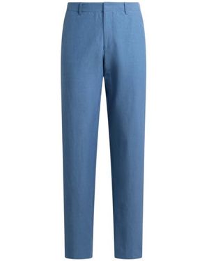 Etro Regular-Fit Silk-Blend Trousers - Blue