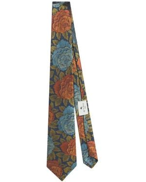 Etro Silk Jacquard Tie With Flower Motif - White