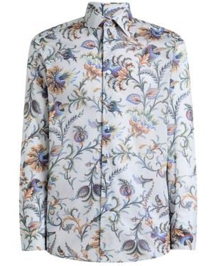Etro Floral Cotton Muslin Shirt - Blue