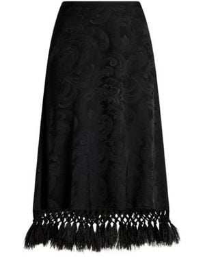 Etro Jacquard Midi Skirt With Ostrich Feathers And Paisley Motif - Black