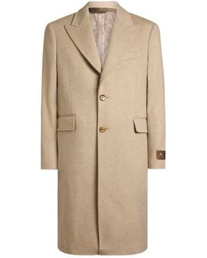 Etro Single-Breasted Wool And Cashmere Jacquard Coat With Paisley Motif - Natural