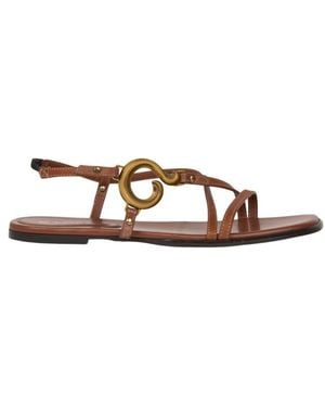 Etro Low Sandals With Paisley Detail - Brown