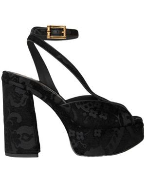 Etro Jacquard Platform Sandals With Paisley Motif - Black