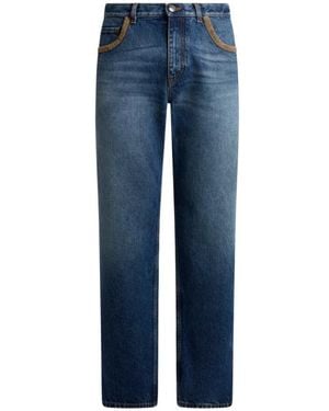 Etro Straight-Leg Cotton Denim Jeans With Contrasting Details - Blue