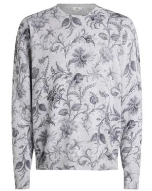 Etro Cotton-Blend Jumper With Floral Motif - White