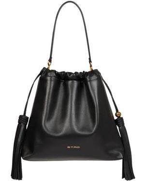Etro Medium Leather Kalispera Bag With Tassels - Black
