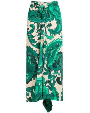 Etro Midi Skirt With Floral Paisley Print - Green