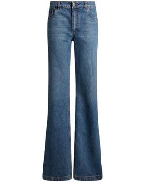Etro Flared Denim Jeans With Pegaso Embroidery - Blue