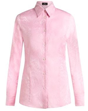 Etro Figure-Hugging Paisley Jacquard Shirt - Pink