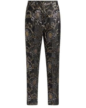 Etro Cropped Jacquard Pants With Damask Motif - Gray