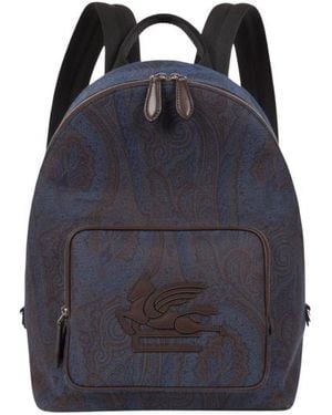 Etro Essential Jacquard Backpack - Blue