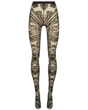 Etro Paisley-Tattoo-Strumpfhose, Damen, Größe - Natur