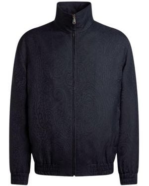 Etro Turtleneck Jacquard Jacket With Arnica Motif - Blue