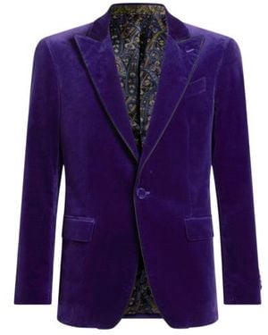 Etro Single-Breasted Blazer With Contrasting Lining - Purple