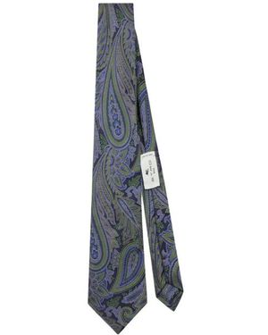 Etro Paisley Silk Jacquard Tie - Blue