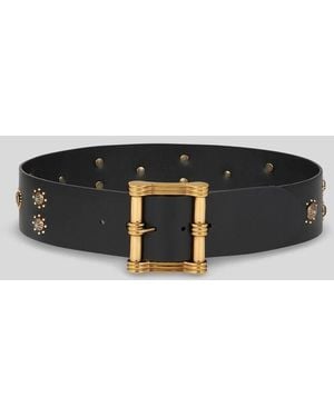 Etro Leather Belt With Studs - Black