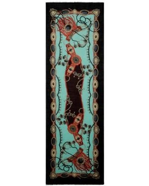 Etro Wool And Cashmere Scarf With Jewel Motif - Green