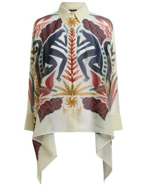 Etro X Tabby Booth Shirt With Hanky Hem And Placed Print - White