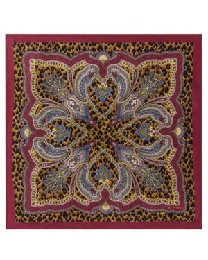 Etro Foulard En Twill De Soie À Motif Léopard, Femme - Marron