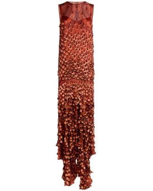 Etro Long Silk Dress With Sequin Embroidery - Red