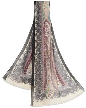 Etro Silk Scarf With Placed Print - Multicolour